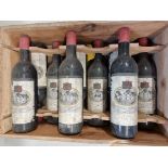 Nine 75cl bottles of Chateau Rausan-Segla, 1961, in associated pine crate. (9)
