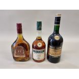 Three bottles of brandy, comprising: a 1 litre Three Barrels VSOP; a 70cl Three Barrels VSOP; 70cl