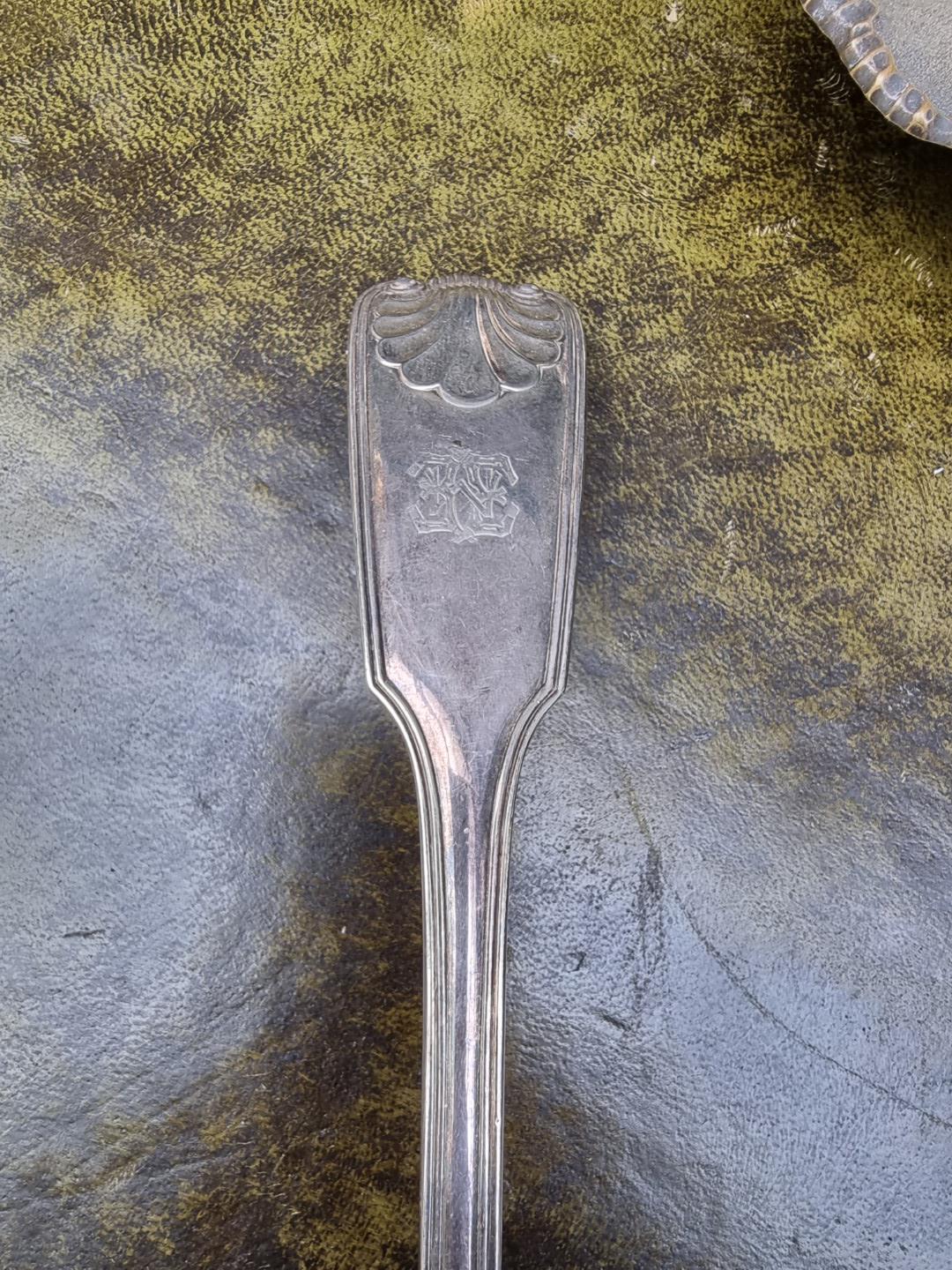 A small quantity of silver plate, to include a Victorian soup ladle. - Image 4 of 6
