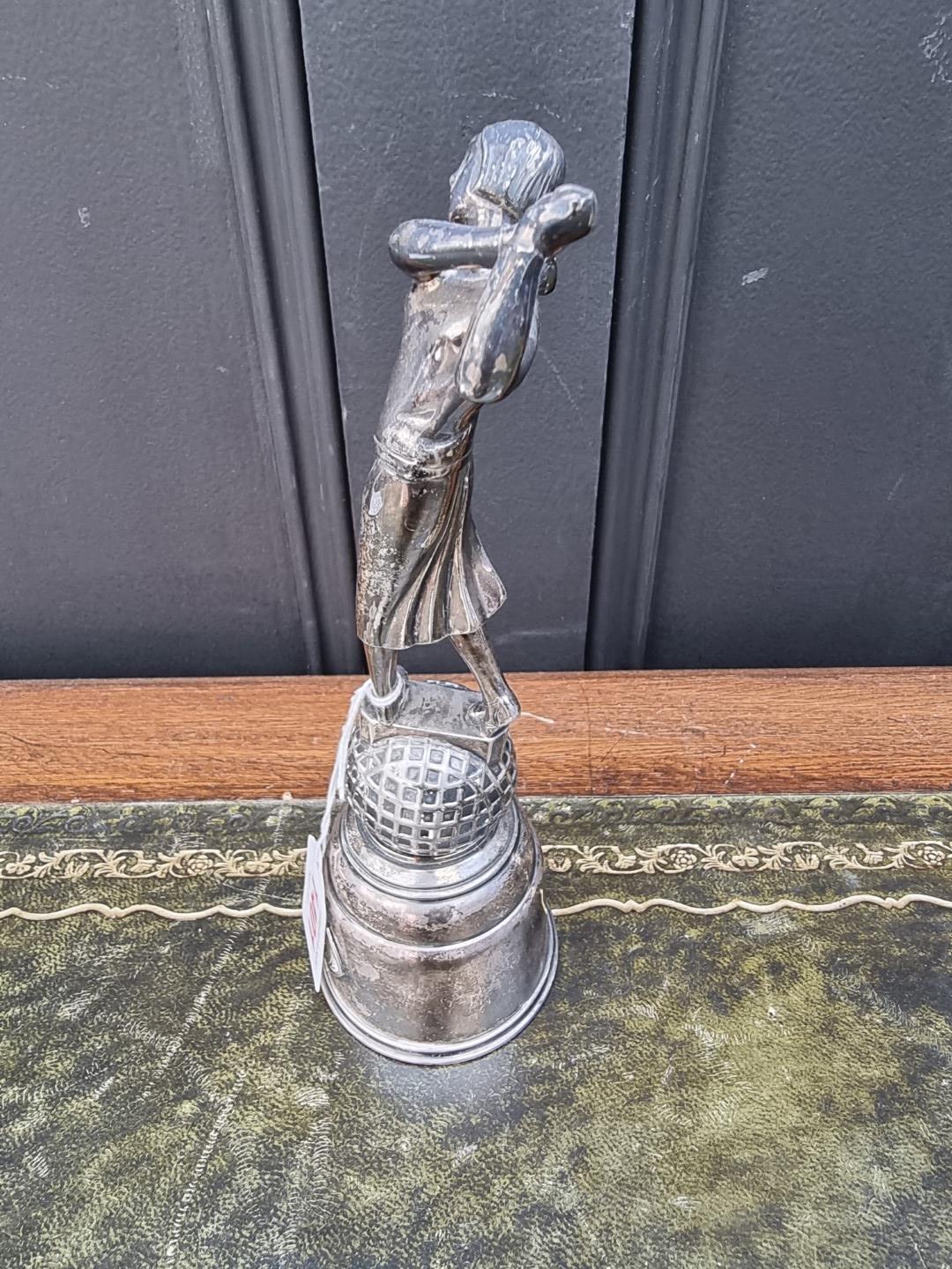 An Art Deco style electroplated golf trophy, 22.5cm high. - Image 5 of 7