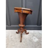 A Victorian rosewood octagonal trumpet work table, 44cm wide.