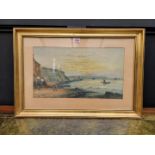 English School, late 19th century, coastal scene, indistinctly signed and dated, watercolour, 25.5 x