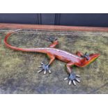 Tim Cotterill, 'Diablo', enamelled bronze limited edition gecko, numbered 170/5000, 44cm long.