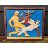 A Renaissance style painted plaster plaque, 43 x 52.5cm.