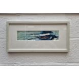 Tuema Pattie, 'Breakwater', signed, oil on paper, 8.5 x 37.5cm.