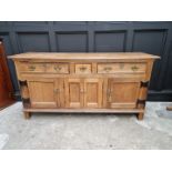 A 19th century oak dresser base, 180cm wide.