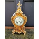 A Louis XIV style gilt lacquered and brass mantel clock,  35.5cm high, with pendulum.