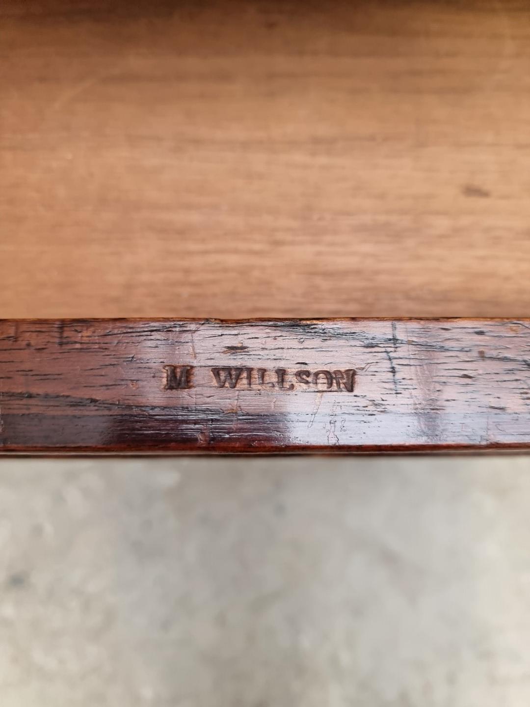 A 19th century mahogany desk, stamped 'M Willson, Great Queen St', 120.5cm wide. - Image 5 of 10