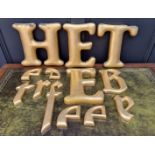 A collection of giltwood letters, (s.d. to one), largest 32cm high. (13)