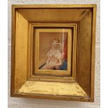 English School, second quarter 19th century, half length portrait miniature of a seated lady, on