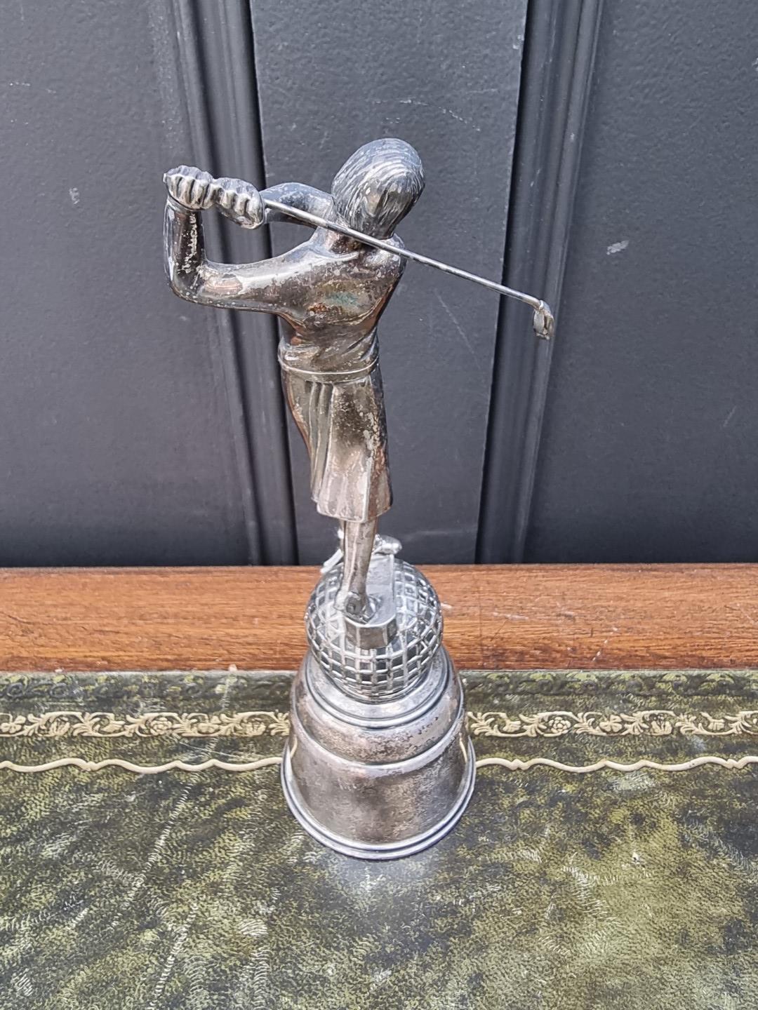 An Art Deco style electroplated golf trophy, 22.5cm high. - Image 4 of 7