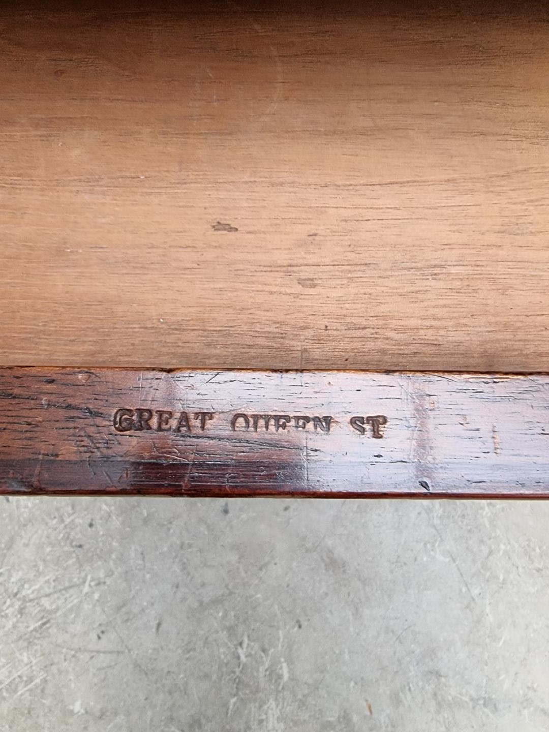 A 19th century mahogany desk, stamped 'M Willson, Great Queen St', 120.5cm wide. - Image 6 of 10