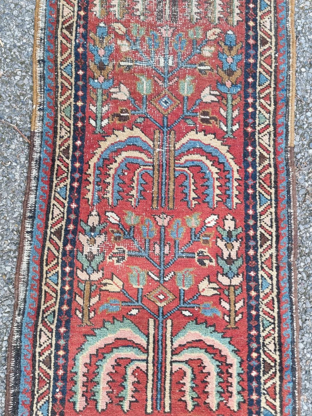 A Persian runner, having tree design to central field, with geometric borders, 277 x 60cm; - Image 3 of 8