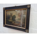 An interesting 19th century clock picture, in ebonized frame, the whole 34 x 44.5cm.