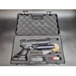 A Webley Alecto MkV .177 cal air pistol, in fitted box; with accessories and an A-Tec Wave .22