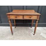 A Regency mahogany two drawer side table, possibly Gillows, 86cm wide.