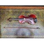 An antique violin, labelled William Fendt Jun, London 1851, the 13 7/8th inch one piece back with
