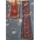 A Persian runner, having tree design to central field, with geometric borders, 277 x 60cm;