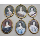 WITHDRAWN FROM SALE Manner of Joseph Karl Stieler, a set of six portrait miniatures from