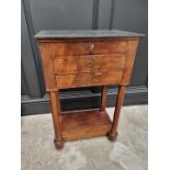 A French Empire mahogany and marble top occasional table, 49cm wide.