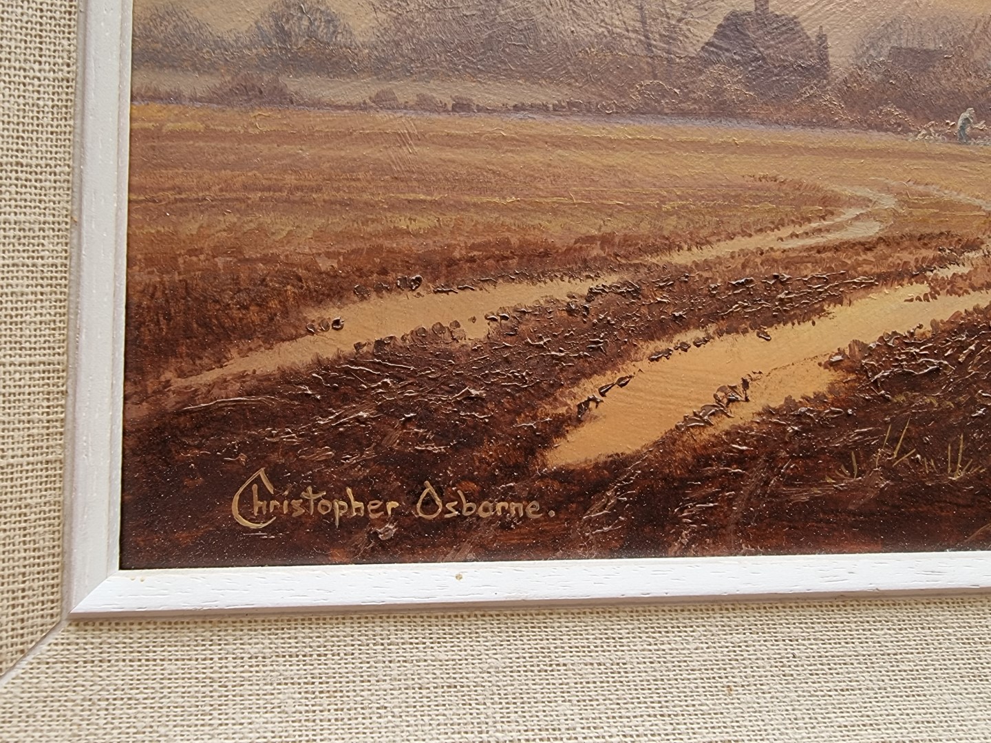 Christopher Osborne, 'Winter Evening, Nr Glynde, East Sussex', signed, inscribed verso, oil on - Image 3 of 3