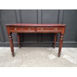 A 19th century mahogany desk, stamped 'M Willson, Great Queen St', 120.5cm wide.