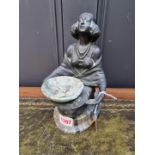 Josef Lorenzl, kneeling slave girl, bronze with marble base, 22cm high, with associated bowl.