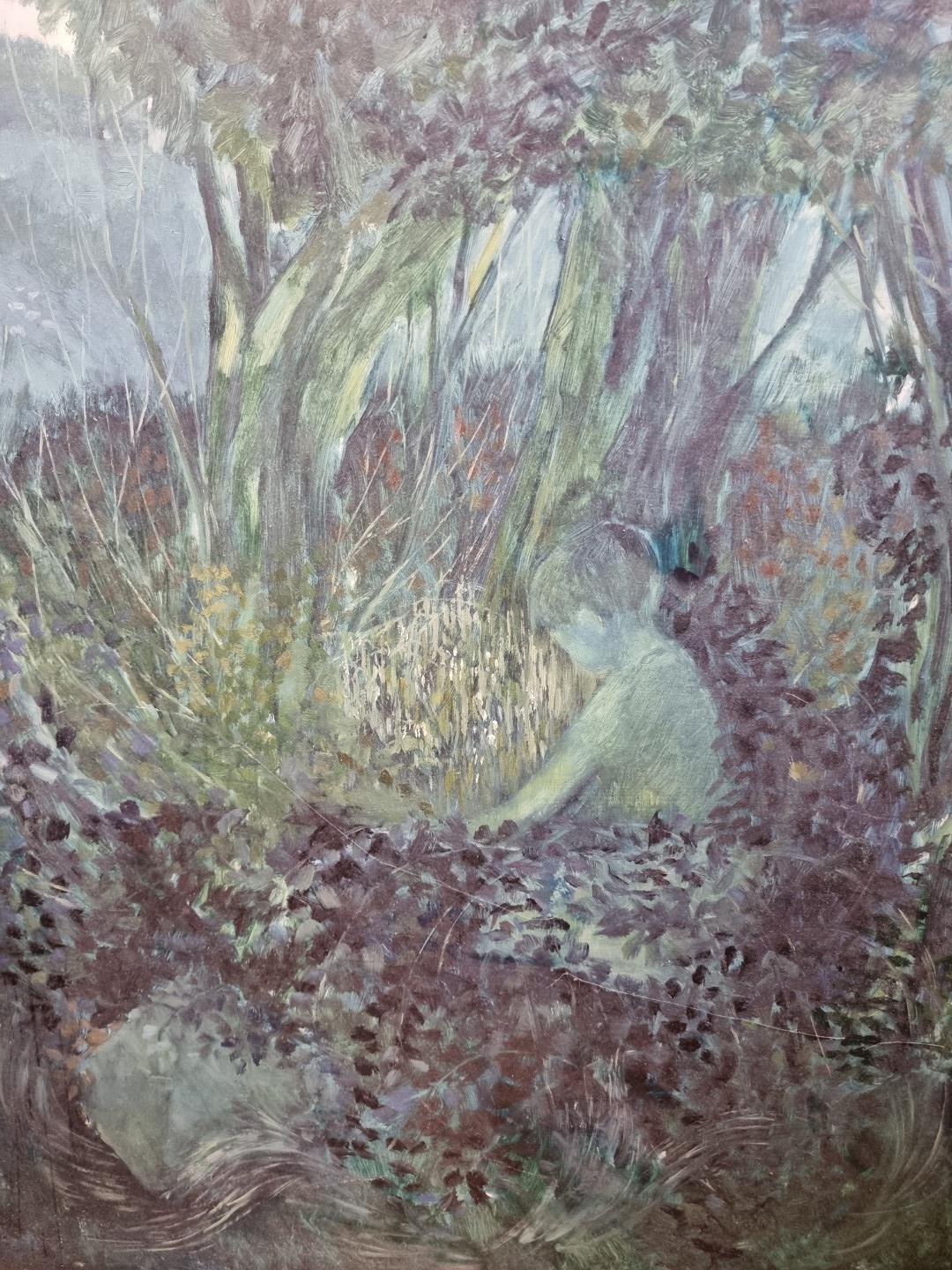 Mary Goward, a seated figure in a woodland, signed, oil on board, 75 x 60cm; together with another - Image 2 of 5