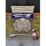 A small quantity of silver plate, to include a Victorian soup ladle.