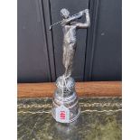 An Art Deco style electroplated golf trophy, 22.5cm high.