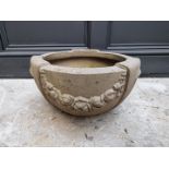 A Compton Pottery 'Poppy Swag' planter, 20cm high x 36cm diameter.