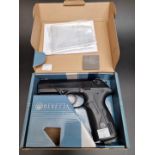 A Beretta Px4 Storm .177 cal CO2 air and BB pistol, in box with shoulder holster.