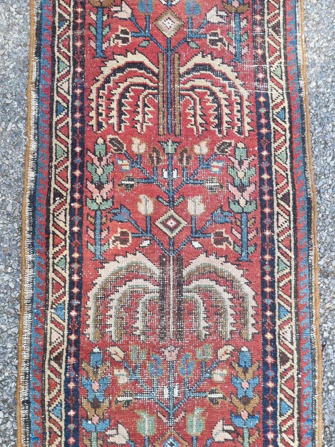 A Persian runner, having tree design to central field, with geometric borders, 277 x 60cm; - Image 4 of 8