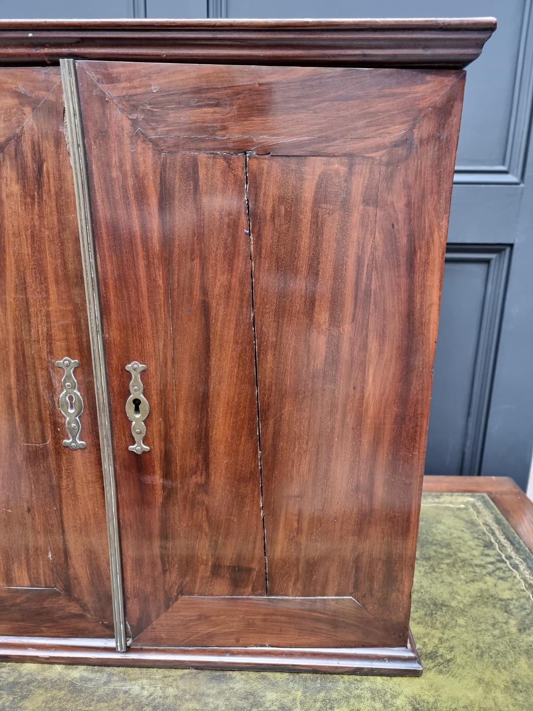 An 18th century mahogany table cabinet, enclosing pigeonholes and small drawers, 61cm high x 64. - Image 6 of 9