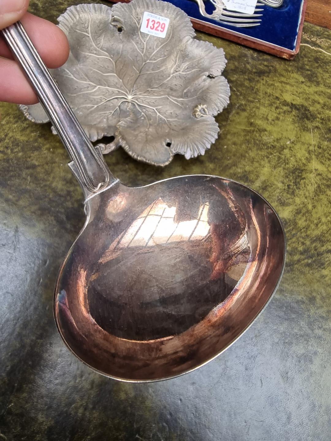 A small quantity of silver plate, to include a Victorian soup ladle. - Image 5 of 6