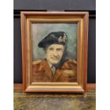 R.A.E., head and shoulders portrait of Field Marshall Montgomery, signed and dated 1943, oil on