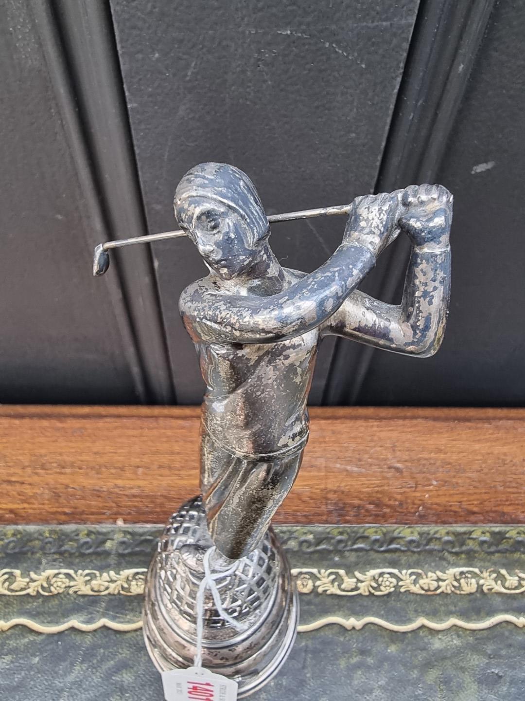 An Art Deco style electroplated golf trophy, 22.5cm high. - Image 2 of 7