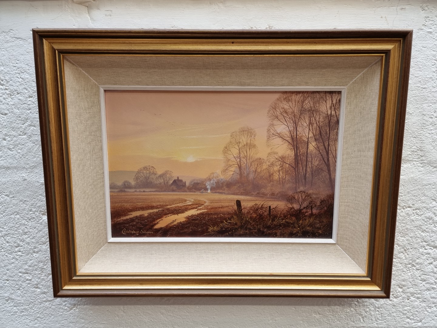 Christopher Osborne, 'Winter Evening, Nr Glynde, East Sussex', signed, inscribed verso, oil on