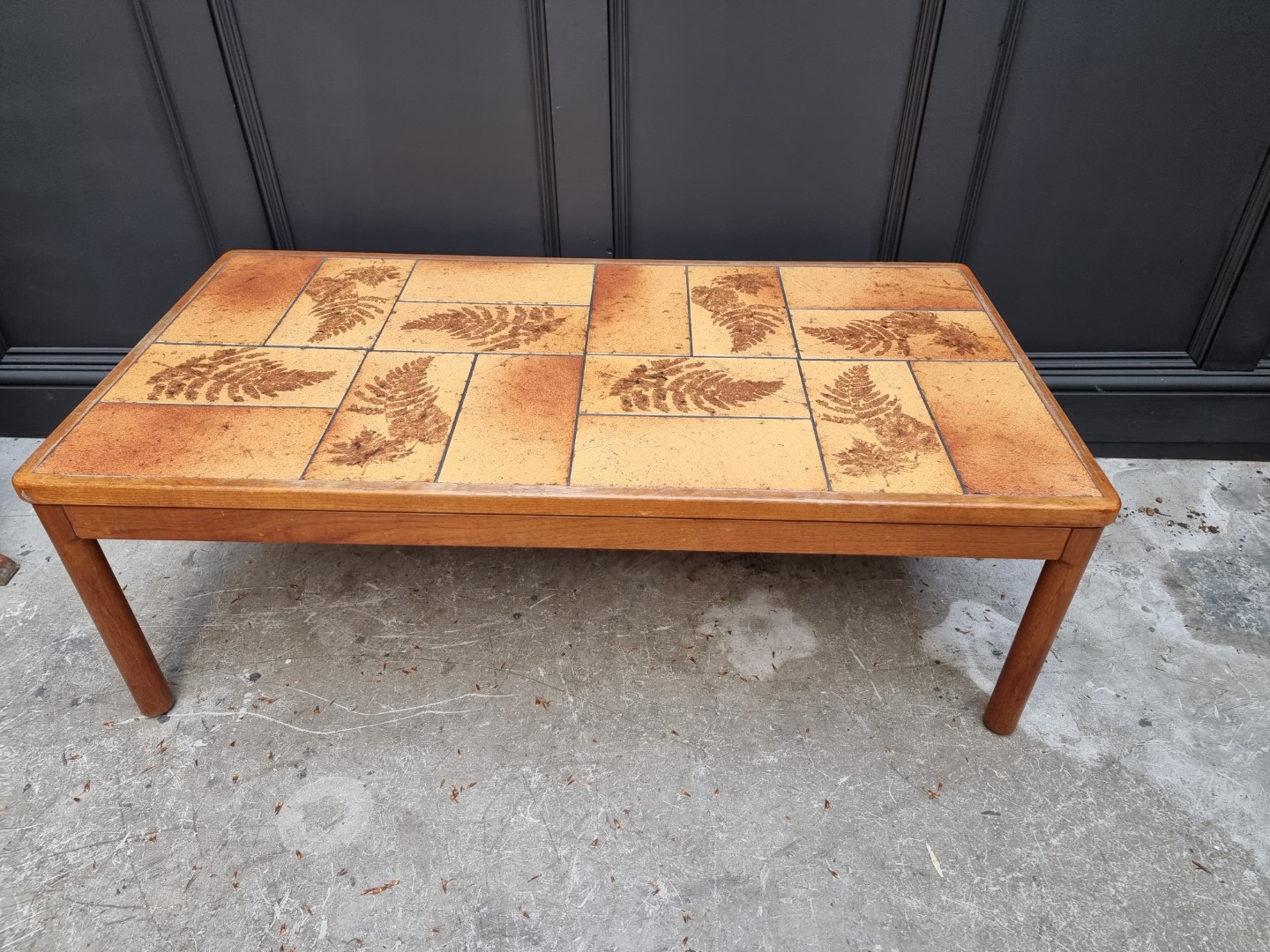 A vintage mid-century Danish teak and tile rectangular low occasional table, by Trioh, 125cm wide.