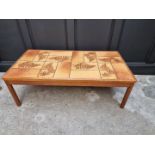 A vintage mid-century Danish teak and tile rectangular low occasional table, by Trioh, 125cm wide.