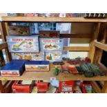 Dinky Toys: eight boxed vintage Dinky Toys, to include Farm Tractor & Hay Rake; and a Goods Yard
