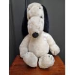 Snoopy: a vintage plush Snoopy, with original leather collar.