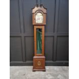 A reproduction mahogany longcase clock, by 'ECS, Germany' chiming on eight straight gongs, 213cm