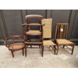 Four old cane seat childs' chairs, to include a bentwood example. (4)