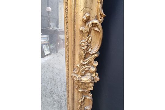 A large 19th century giltwood framed pier mirror, 174.5 high x 69cm wide, (plate a.f.). - Image 4 of 9