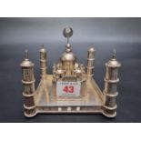 A silver plated model of a Mosque, 10.5cm wide.
