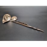 A George III silver ladle having twisted baleen handle, by Josiah Snatt, London 1812, 16cm; together