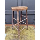 An old elm top high stool, 69cm high.