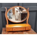 A good and large Victorian satinwood and chequerbanded toilet mirror, 66.5cm wide.