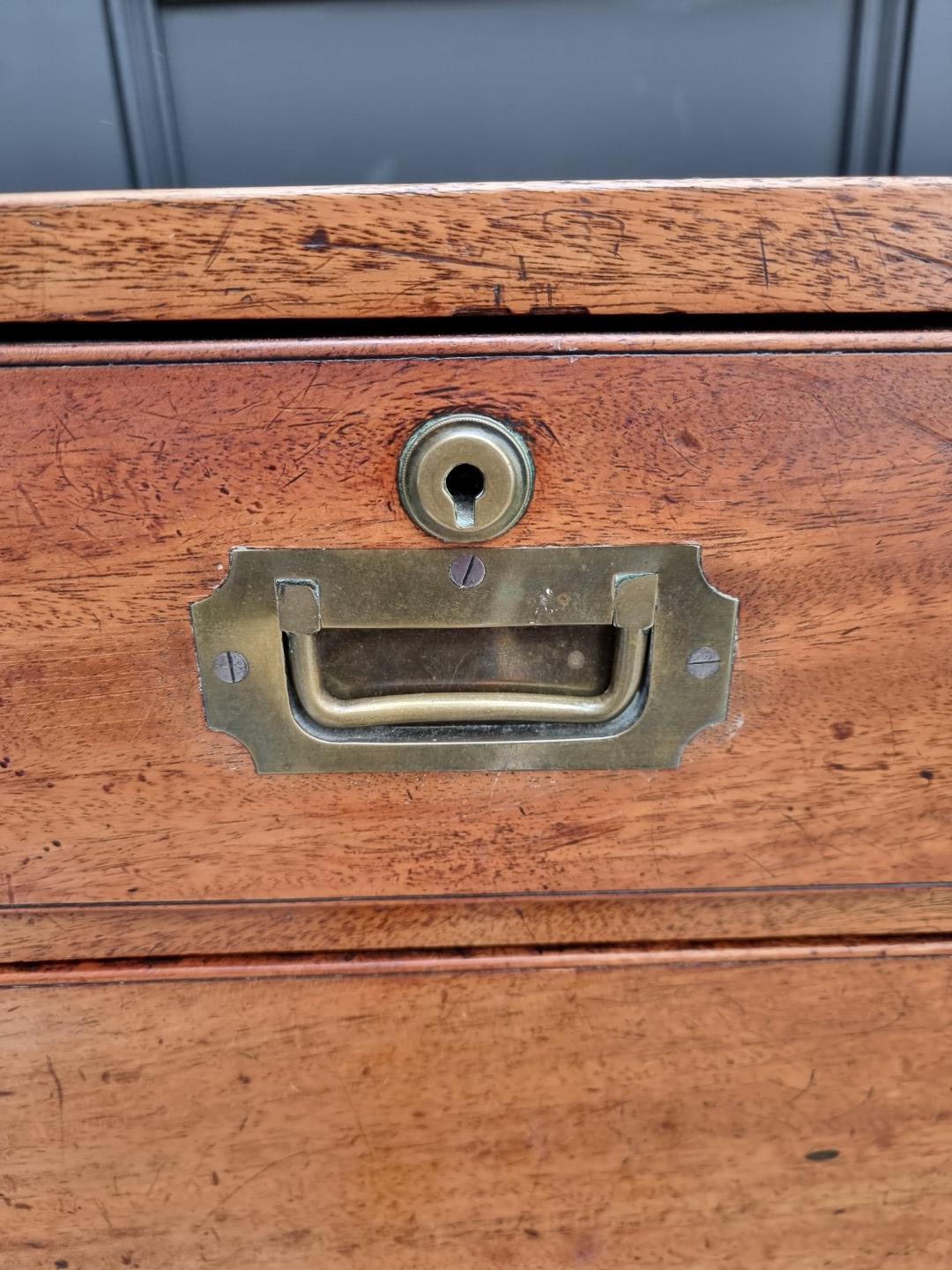 A good 19th century camphor and brass bound campaign chest, with countersunk handles, 99cm wide. - Image 9 of 12